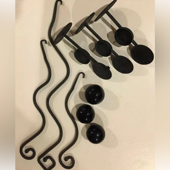 Ganz Set/3 Wrought Iron Wall Mount Sconces Purple Glass Candle Holders - Picture 6 of 10